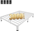 MAF 7 Inch Full Size Metal Platform Bed Frame White with Round Corner Legs, Mattress Slide Stopper, 3000 LBS Heavy Duty Steel Slats Support, Noise Free, No Box Spring Needed, Easy Assembly