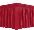 Biscaynebay Wrap Around Bed Skirts for Twin & Twin XL Beds 15" Drop, Red Adjustable Elastic Dust Ruffles Easy Fit Wrinkle & Fade Resistant Silky Luxurious Fabric Machine Washable