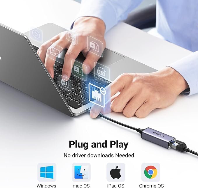 UGREEN USB C to Ethernet Adapter, Plug and Play 1Gbps Ethernet Adapter, Aluminum Case, (Thunderbolt 4/3 Compatible) to RJ45 Network Dongle, Compatible for MacBook Pro/Air, iPhone 16 Pro/Max, iPad, XPS