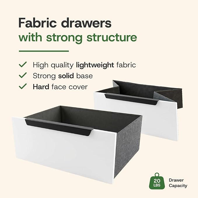 tinge Lira Premium Fabric Dresser - Solid Wooden Frame, 4 Spacious Sag-Proof Drawers with Sleek Metal Handles - Sleek & Durable Storage Solution for Your Home (Dark Brown)