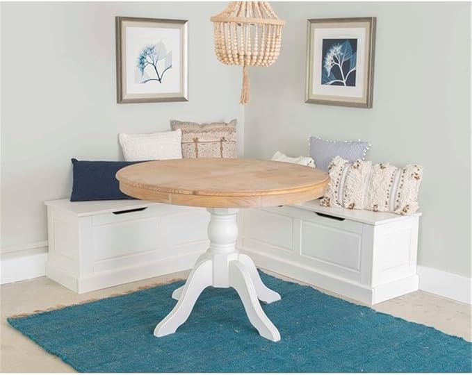Riverbay Furniture Backless Wood Corner Kitchen Breakfast Nook Bench, with Hidden Storage, in White (Bench Only)