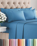 Queen 6 Piece Sheet Set - Cooling, Comfy & Breathable - Hotel Luxury Bedding, Includes Fitted Sheet for Women, Men, Kids & Teens - 1 Flat, 1 Fitted Sheet, 4 Pillowcases with Deep Pockets - Denim Blue