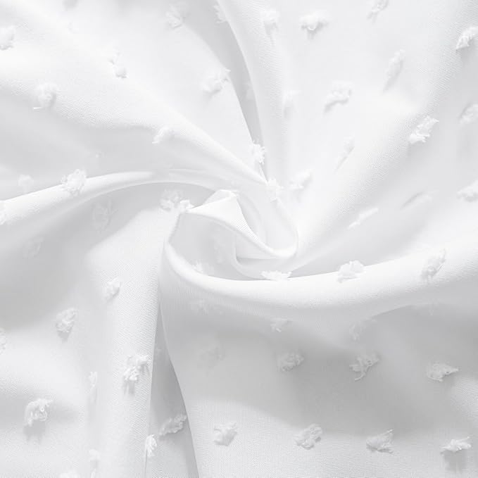 Tufted Dot Bed Skirt Twin Size Ruffled Bed Skirt with Split Corners, 14 Inch Drop Dust Ruffle Bed Skirts with Platform, White