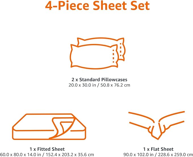 Amazon Basics Soft, Breathable Microfiber Bed Sheets, Queen Size, 4-Piece, Spa Blue Striped