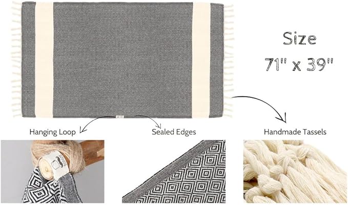 Bazaar Anatolia Turkish Bath Towel – 100% Cotton, Quick Dry, Sand Free Towel for Bathroom, Hot Tub, Decor, Cream – Oversized 71x39 Inches – Diamond Beige