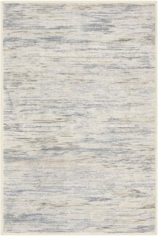 3x5 Modern Abstract Area Rug for Entryway, Gray Beige Neutral Multi Super Soft Washable Rug with Non-Slip, Low-Pile Door Mat Indoor for Living Room Bedroom, Carpet with Non-Shedding