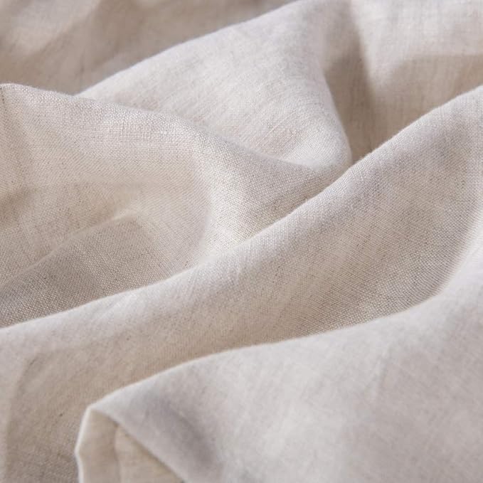 MEADOW PARK Washed French Linen Bed Skirt, Dust Ruffl, Twin Size 39" W x 75" L, Drop 16", Super Soft, Ruffle Style, Natural Color