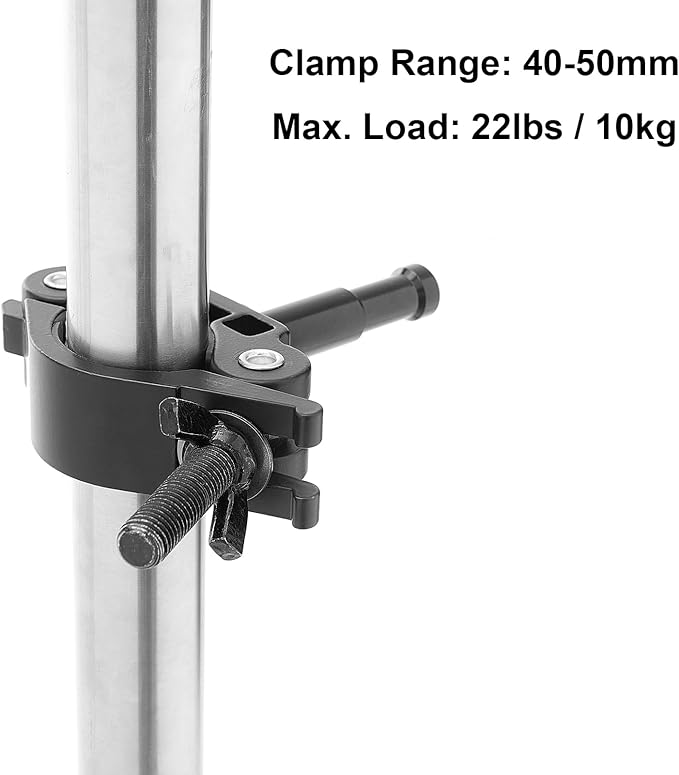 PHOCUS Half Coupler Clamp with 5/8" Baby Pin, Heavy Duty Truss Clamp on Round Tube for Supporting Photography Video Light Studio LED Ring Light (Clamp Range: 40-50mm)