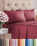 Twin XL 4 Piece Sheet Set - Cooling, Comfy & Breathable - Hotel Luxury Bedding, Includes Fitted Sheet for Women, Men, Kids & Teens - 1 Flat, 1 Fitted Sheet, 2 Pillowcases with Deep Pockets - Burgundy