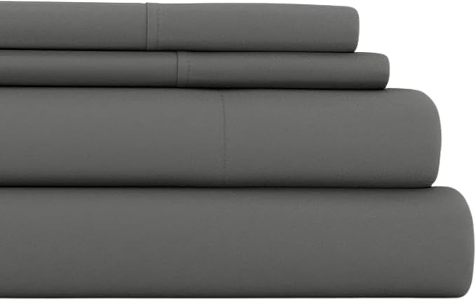 Linen Market Brushed Microfiber Queen Sheet Set 4 Piece – Oeko-TEX Certified Ultra Soft & Wrinkle-Free - 16" Deep Pocket Sheets - Easy Care Queen Size - Gray