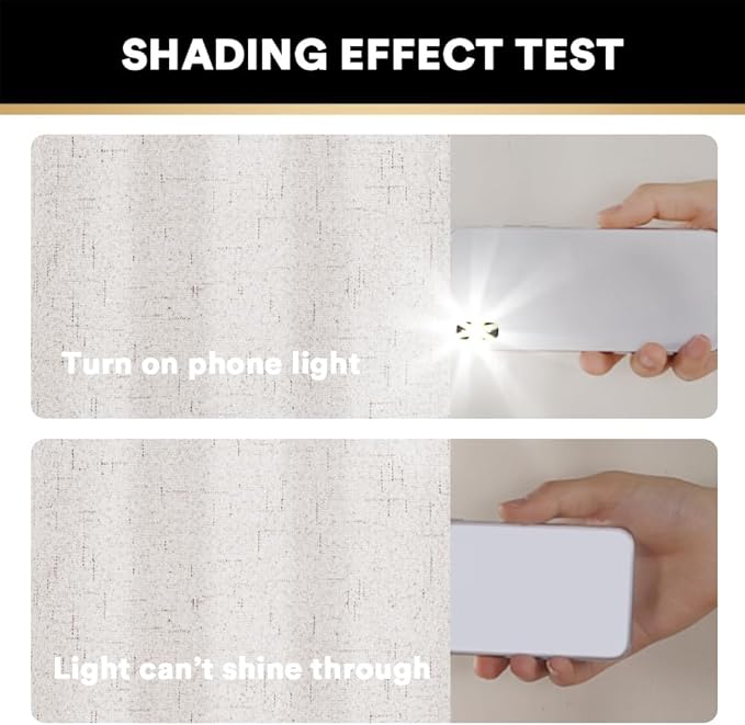 PrinceDeco Ivory 100% Blackout Curtains 54" Long Blackout Curtains for Bedroom Linen Texture Solid Thermal Insulated with White Liner Luxury Decor for Nursery 52x54 Inch (2 Panels)