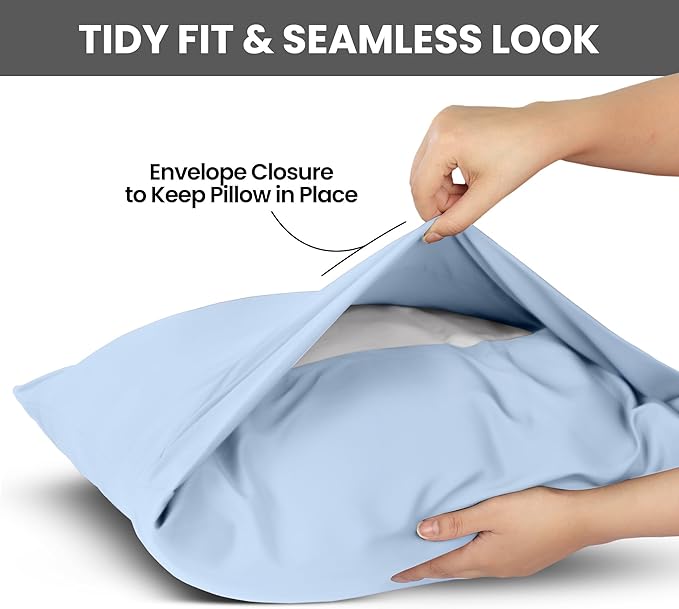 Pillow Covers by Utopia Bedding - Queen Size 2-Pack – Soft Brushed Microfiber – Perfect for Hospitals, Hotels, Guest Rooms – Oeko-TEX Certified, 20x30 Inches (Ice Blue)