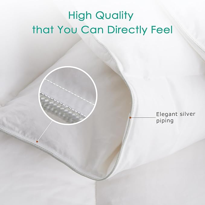 APSMILE Premium Down Feather Fibers Comforter Twin Size, All Season Duvet Insert Twin Size with 8 Corner Tabs, Ultra Soft Poly-Cotton Cover Down Feather Fibers Comforter (White, 90 * 68")