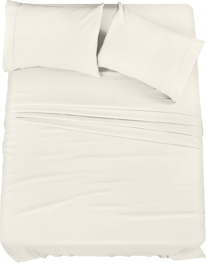 Utopia Bedding Queen Sheet Set – 4 Piece Bed Sheets for Queen Size Bed, Soft and Breathable Microfiber, Includes 1 Fitted Sheet, 1 Flat Sheet and 2 Pillowcases (Ivory)