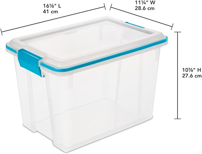 Sterilite 6-Pack Gasket Box, Weather-Resistant Storage Bins with Latching Lids, 20 Quart - Heavy-Duty Organizing Containers for Closet, Bathroom, and Office