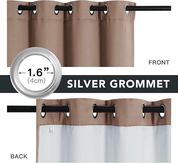 RYB HOME Soundproof & Dust Particle Filtering Curtains 100% Blackout Thermal Insulated Window Treatment Air Filter Drapes for Bedroom Living Room Kids Nursery, Mocha, W52 x L63 inch, 2 Panels