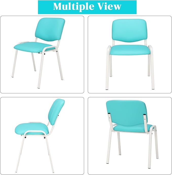 VINGLI Blue Waiting Room Chairs, 5-Pack PU Church Chairs Conference Stackable Office Guest & Reception Stacking for Meeting, Lobby, Simple&Space-Saving Pu-blue