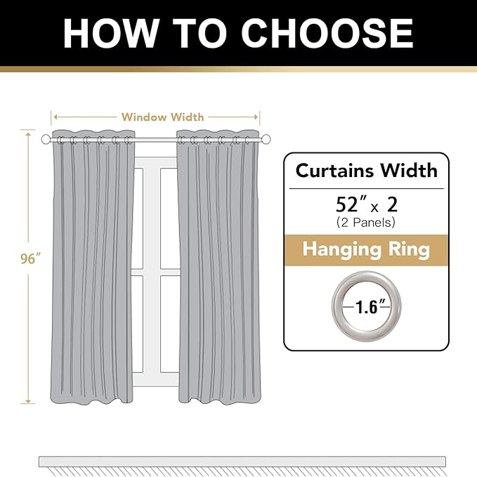 PrinceDeco Natural Linen Curtains 100% Blackout Curtains for Living Room 96 Inch Long,Heat & Light Blocking Curtains for Kids Bedroom Thermal Insulated Window Drapes 2 Panels Set - Heathered White