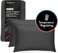 Miracle Made Extra Luxe Soft Cooling Pillowcase, 2-Piece Silver-Infused Cotton Fabric – Lightweight, Thermoregulating, Breathable Cover for Sensitive Skin, Standard Size, Charcoal
