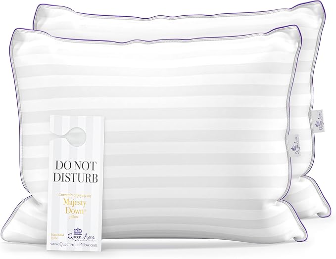 Queen Anne Hotel Collection Pillows – Luxury Down Alternative Bed Pillows (2-Pack, Queen Medium) – Ultimate Comfort, Hypoallergenic, Made in The USA