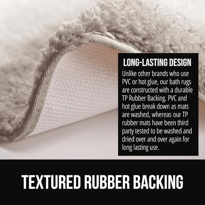 GORILLA GRIP Ultra Soft Plush Bathroom Rugs with Textured Rubber Backing, Absorbent Quick Dry Bath Mat, Machine Washable Shower Mats, Home Décor Accessories Bathmat Rug Essentials, 24 x 16 Beige
