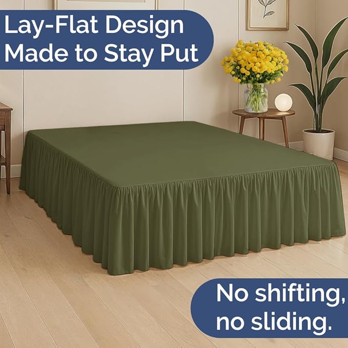 Bedskirt Twin Size Ruffle - 18 inch Drop Dust Ruffle Bed Skirt with Platform - Soft, Easy Fit, Premium Hotel Quality - Wrinkle, Fade & Shrink Resistant - for Women, Men, Kids and Teens - Sage Green
