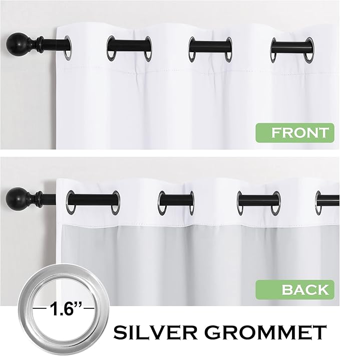 KGORGE Soundproof & Dust Particle Filtering Curtains 100% Blackout Window Cover Thermal Insulating Energy Smart Curtains for Living Room Bedroom Baby Nursery, W 52 x L 108 inches, White, 1 Pair