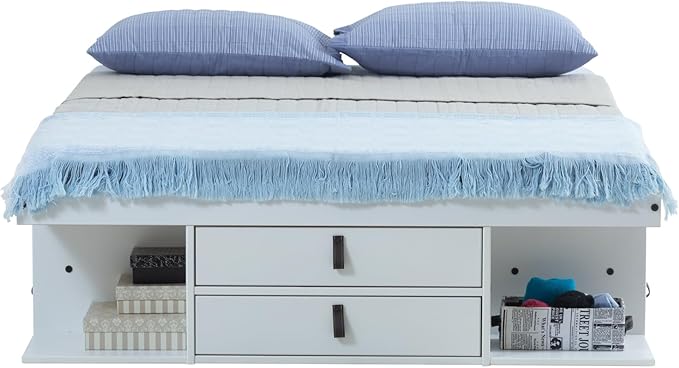 memomad Bali Storage Platform Bed with Drawers (Full Size, Off White)