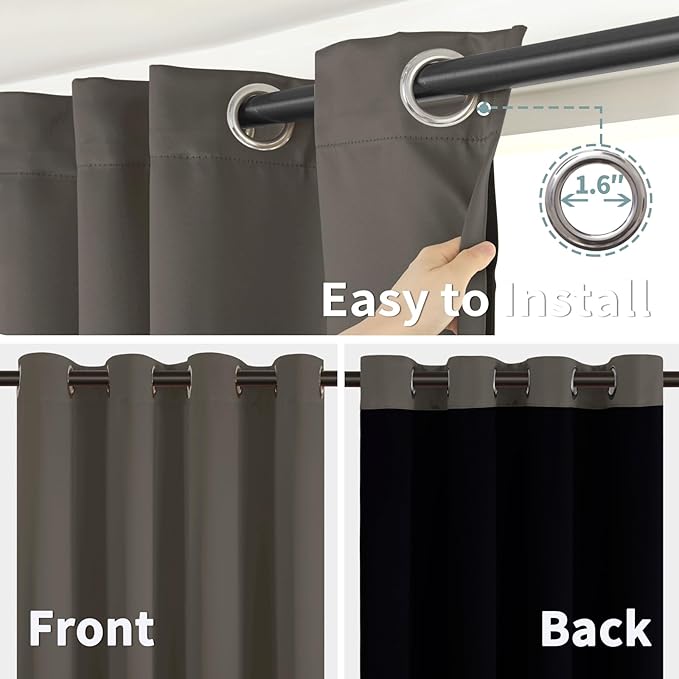 BGment Grey Blackout Curtains for Bedroom Window 84 Inch Length 2 Panels Set, 100% Light Blocking Thermal Insulated Grommet Drapes for Living Room Darkening with Black Liner, 52 Inch Wide Each