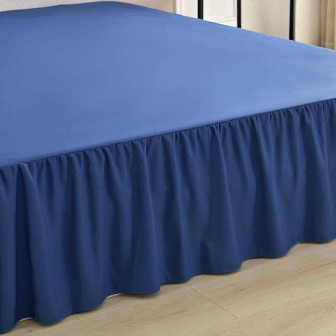 Bed Skirt Full Size Ruffled Bed Skirt with Split Corners, Full Bed Skirts 18 Inch Drop with Platform, 18'' Full, Navy Blue