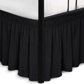 Biscaynebay Wrap Around Bed Skirts with Split Corners for King Beds 16" Drop, Black Elastic Dust Ruffles Adjustable Easy Fit Wrinkle & Fade Resistant Silky Luxurious Fabric Machine Washable