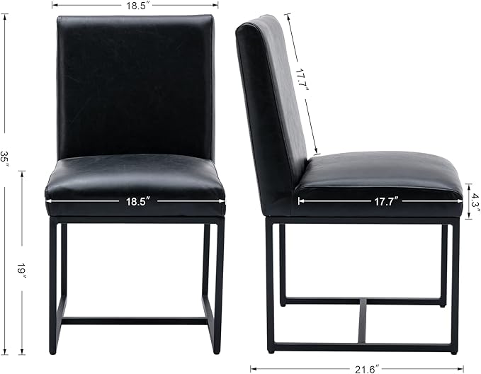CIMOTA Black Modern Dining Chairs Set of 8, Leather Dining Room Chairs Upholstered Armless Guest Side Chair with Black Base for Dining Room/Kitchen, 8PCS