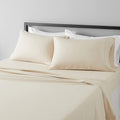 Amazon Basics Lightweight, Wrinkle-Free, Breathable Microfiber 4 Piece Bed Sheet Set with 14-Inch Deep Pockets, Full, Beige, Solid