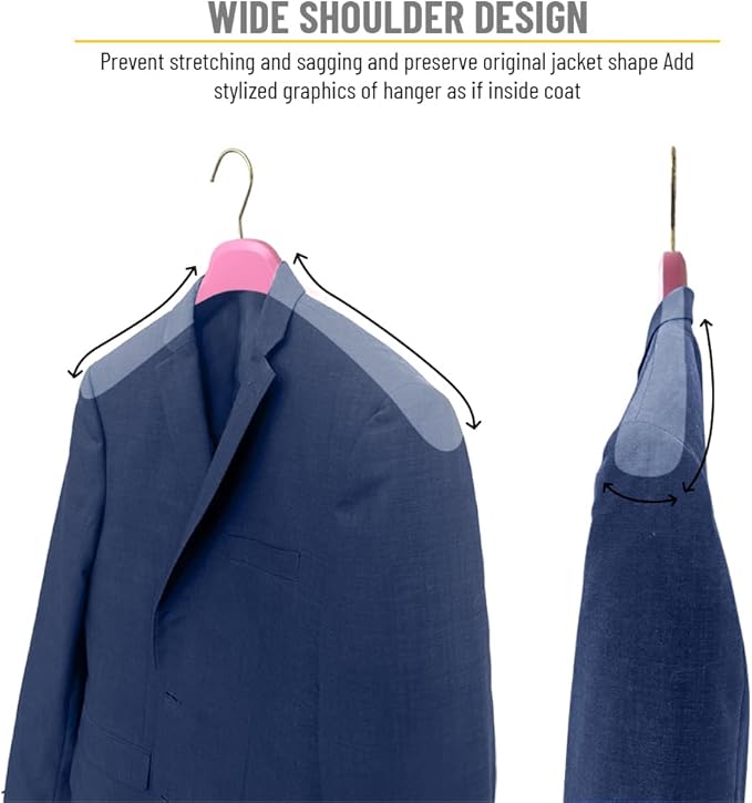 All Hung Up Hangers Plastic Coat Hangers, Clothes Hangers (Pink, 12pk)