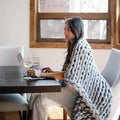 Nuzzie Chunky Knit Weighted Blanket - Breathable, Cooling, Hand Made Knit Throw Blanket for Sleep - Machine Washable, Stylish Decor Design (Misty Grey, Queen | 28lbs | 80"x80")