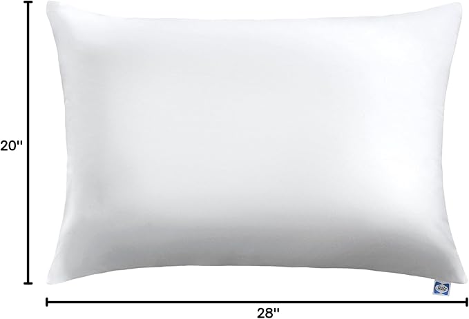 Sealy Performance 100% Cotton Breathable Moisture Wicking Fabric Machine Washable Zippered Pillow Protector, Standard/Queen Size, 2 Pack, White