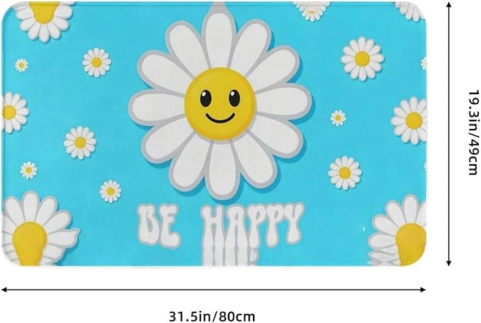 Cute be Happy Daisy Front Welcome Doormat, Anti Slip Floor Mat Dirty Resistant Floor Mat