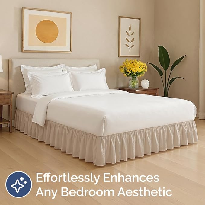 Bedskirt Full Size Ruffle - 12 inch Drop Dust Ruffle Bed Skirt with Platform - Ultra-Soft, Easy Fit, Premium Hotel Quality - Wrinkle, Fade & Shrink Resistant - for Women, Men, Kids and Teens - Cream