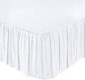 KRISHNA Ruffled Bed Skirt with Split Corners Twin, 100% Microfiber Hotel Quality, 30 Inch Drop Dust Ruffle Gathered Bedskirt with Platform, 39" x 75", White