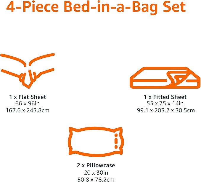 Amazon Basics Lightweight Microfiber 4-Piece Bed Sheet Set, Plum, Printed, Full