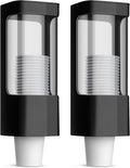 CHENGU 2 Pcs Cup Dispensers, Wall Mounted Pull Type Water Cup Holders for Water Cooler Fits 3-5 oz Small Adhesive Dispenser with Paste Plate for Home, Bathroom, Office, Hospital(Black)