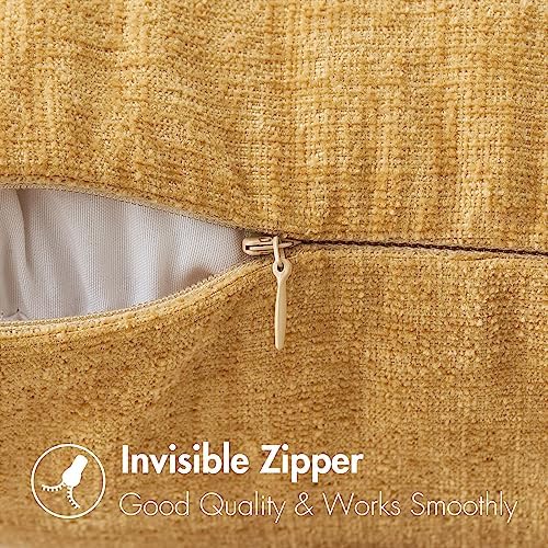 MIULEE Soft Chenille Lumbar Throw Pillow Covers Gold 12x20 Inch Pack of 2 - Image 3