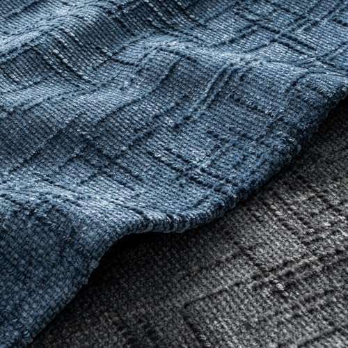 MIULEE Chenille Textured Throw Pillow Covers Blue Ashes 20x20 Set of 2 - Image 2
