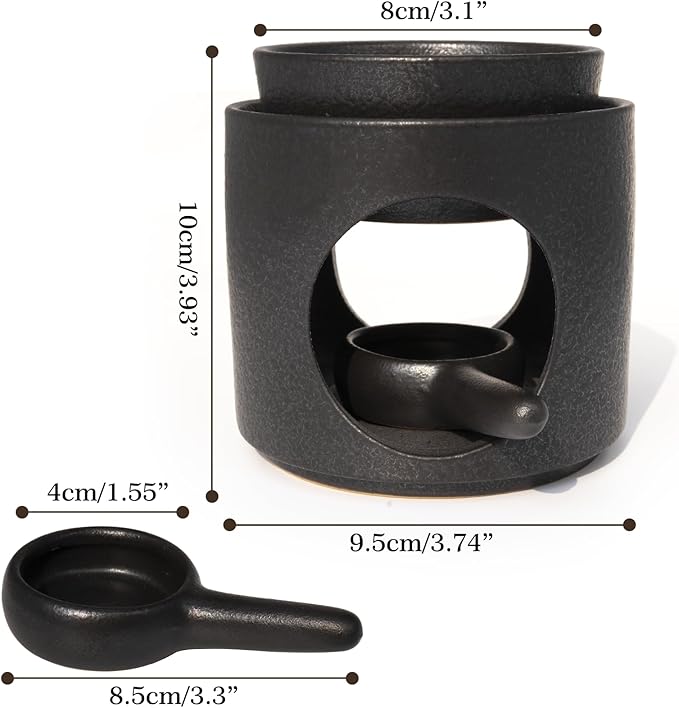| Wax Burner | Tealight Warmer Ceramic | Wax Melt Candle Melter| Duftlampe | Scented Oil Diffuser with Tealight | Size H*11cm ø10cm with Removable Bowl & Tealight Holder | Matt Painting