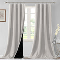 H.VERSAILTEX 100% Blackout Curtains for Bedroom Thermal Insulated Blackout Curtains 96 Inches Long Rod Pocket/Clip Rings Curtains for Living Room with Black Liner 2 Panels, Pumice Stone