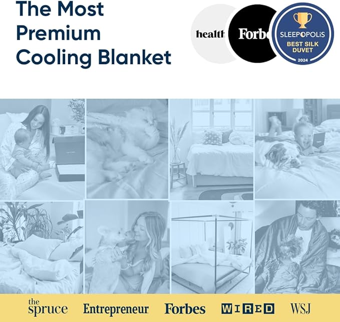 Vesta Silk-Filled Summer Lightweight Comforter, Washable Cooling Blanket for Hot Sleepers, Long Staple Mulberry Silk, Moisture & Thermal Control (Queen, Mirage White)