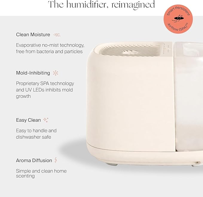 Canopy Large Room Humidifier, Moonstruck, Large Living Space, 36HR Run Time, 5.5L Tank - Includes Canopy Humidifier Plus, Diffusion Well, Unwind Aroma, Filter, Power Cord & Adapter
