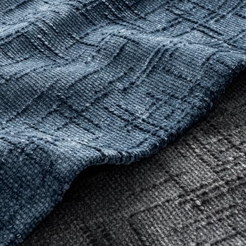 MIULEE Slubby Textured Decorative Euro Throw Pillow Covers Navy Blue 22x22 - Image 2