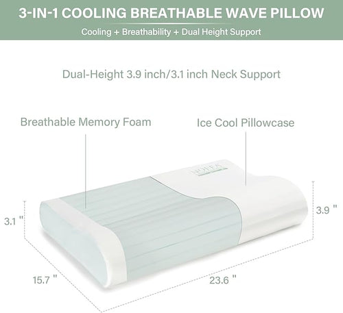 2 Pack Cervical Neck Pillow for Neck Pain Relief, Contour Memory Foam Pillows, Cooling Ergonomic Pillows for Sleeping Side, Back & Stomach Sleepers, Breathable Bed Pillows Neck Support, Medium Soft