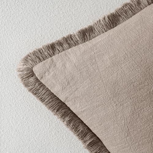 MIULEE Boho Linen Fringe Decorative Fall Throw Pillow Covers Dune 18x18 - Image 3